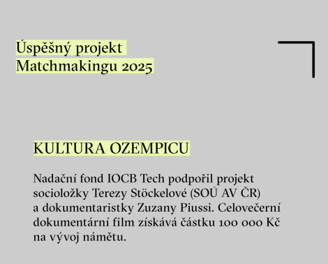 Nadační fond IOCB Tech podpoří projekt Kultura Ozempicu částkou 100 000 Kč